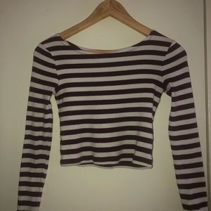 Forever 21 long sleeve striped crop top